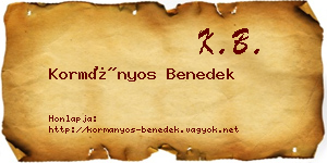 Kormányos Benedek névjegykártya
