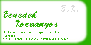 benedek kormanyos business card